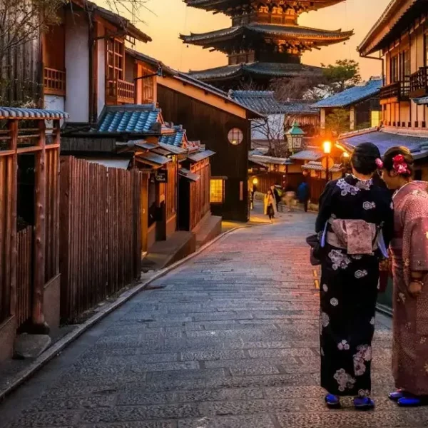 Deux femmes japonaises en vêtements traditionnels