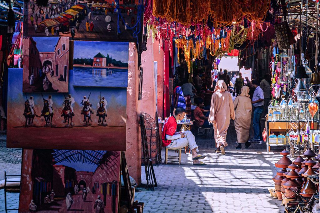 Marché de la médina de Marrakech, Maroc.