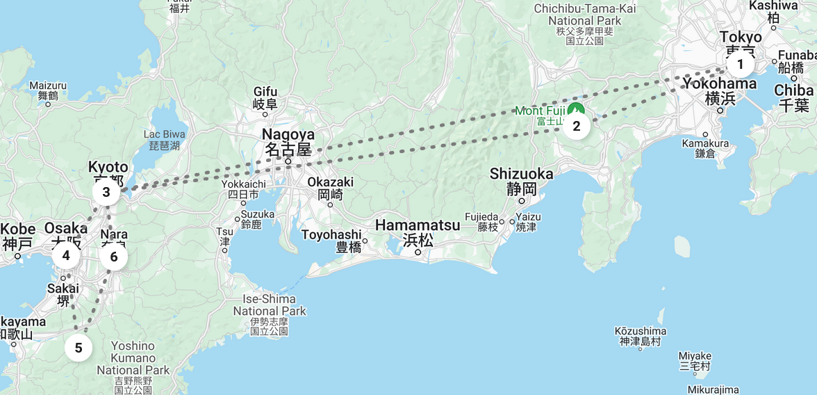 Carte de la destination au Japon.