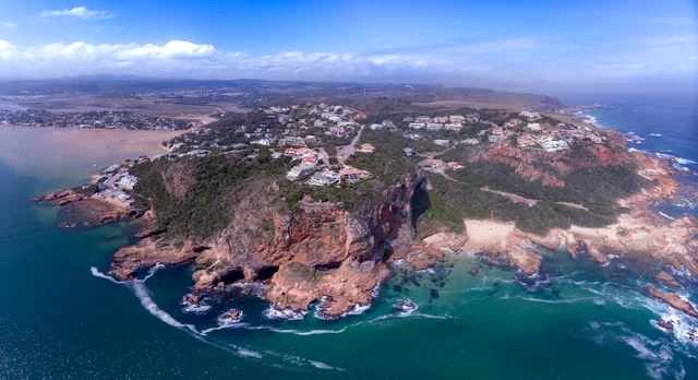 Vue aérienne des Heads à Knysna, Afrique du Sud